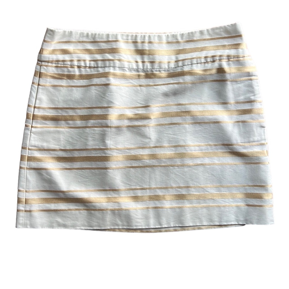 J. Crew Skirt Size 6, White with Gold Stripes